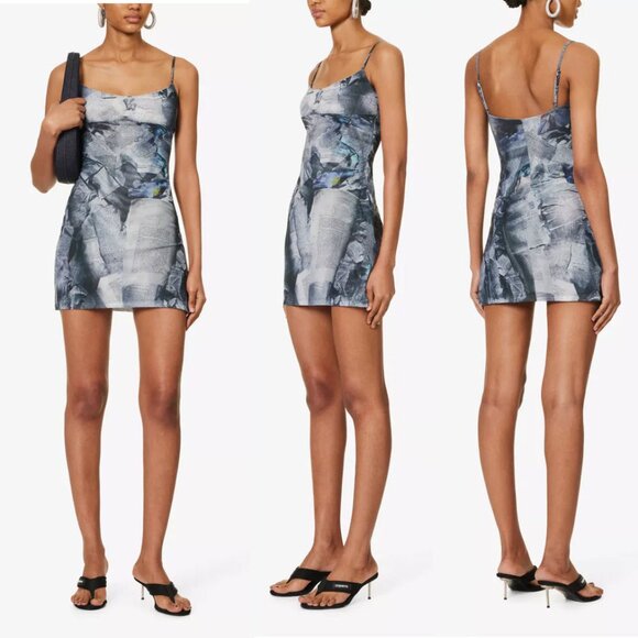 MIAOU Anya Newspaper Print Stretch Mini DressSz S